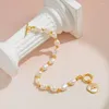 Strand moda natural de água doce branco pérola pulseira barroco pérolas genuínas frisado pulseiras corrente para mulheres jóias finas presentes