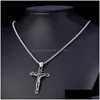 Collier croix en acier inoxydable pour hommes, pendentif en or, Jésus, mode Hip Hop, bijoux, livraison directe, Dh1Xf