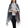 Vêtements ethniques Mode Moderne Abstrait Gris Rouge Tourbillons Gland Écharpe Femmes Hiver Automne Chaud Châle Wrap Dames Texture Colorée Géométrique