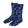 Men's Socks Men Sport Navy Blue Nautical Anchor Pattern Cotton Harajuku Women