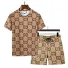 Camisas de luxo agasalho casual manga curta suor terno moda masculina 2 peça conjunto secagem rápida blusa camisa shorts304p