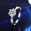 Hoge kwaliteit Klassieke 1 karaat Moissanite Verstelbare open ringen Mode charme sieraden S925 sterling zilver Verloving bruiloft Diamanten ringen dames Valentijnsdag