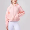 LL automne et hiver nouveau sweat à capuche de yoga épais à capuche trou de pouce manteau à capuche épais sport gym fitness veste femme pull