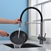 Kitchen Faucets Filtered Dual Spout Filter Faucet Pull Out Spray 360 Rotation Water Purification Taps 3 Ways Sink Mixer