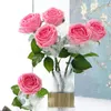 Flores decorativas linda seda artificial rosa casamento decoração de mesa para casa buquê de noiva organizar planta falsa presentes de dia dos namorados