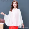 Women's Cape Macro Seat Cloak Women's Summer Shawl Loose Western Style Chiffon Sun Protection Clothing Women's Lace-Up Cloak Robe Thi L230914