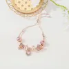 Strand rosa série de ouro jóias vidro doce diy roxo rosa contas pulseira original meninas folhas em forma de coração flor acessórios