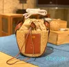 Vintage French One-shoulder Straw Bag Sweet Chic Hand-woven Holiday Style Leather Patchwork Crossbody Bag