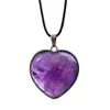 Abgedeckter Rand Naturstein Herzform Anhänger Amethyst Opal Rosenquarz Kristall Anhänger Paar Charms für Schmuckherstellung Halsketten