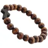 Charm Bracelets Beaded Bracelet Small Cross Men Wooden Beads Beading Faith Crosses Mens Black Man