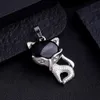 Naturstein Kitty Cat Anhänger Amethyst Opal Rosenquarz Kristall Anhänger Tier Charms für Schmuckherstellung Halsketten