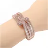 Herrkvinnor Iced Out Bangle Armband Sier Gold Bangles Armband Fashion Retro Punk Hip Hop smycken Drop Delivery Dhinm