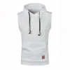 Men's Vests Mens Muscle Hoodie Vest Sleeveless Bodybuilding Gym Workout Clothing Casual Fitness Shirt Hip Hop Tank Tops Sweatshirt 230914