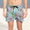 Herren-Shorts, 2023, Sommer, Vintage-Muster, Strand, 3D, bequem, Unterwasserwelt, Resort, tropischer Dschungel-Stil