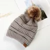 Vinter ull varm stickad cc hatt för kvinnor med stor boll päls pom poms virkning mössa skidlock bobble fleece kabel slouchy skalle hatt kepsar 10 färger