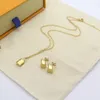 Luxury designer men women love lock letter v pendant necklace 316L Stainless Steel 18K Gold silver rose engraved jewelry set For girls Women