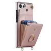 Custodia per telefono Vogue con borsa a tracolla di lusso per iPhone 14 13 12 Pro Max Samsung S23 Ultra S22 Plus Slot per schede multiple Portafoglio in pelle solida Cavalletto Shell con supporto ad anello