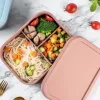 Silikon Öğle Yemeği Kutusu Bento Kutu Dışarıda Taşınabilir Depolama Konteyneri Çocuklar Öğle Yemeği Kutuları Mikrodalga Fırın Dikdörtgen Üç Hücreli Konteyner Yemek Takımı Setleri 914