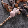 Pacifier Holders Clips＃1PC Crochet Bunny Baby Clip Chain BPa Free Wooden Beads Appease SoOther Clips Born Dummy Holder Nipple 230914