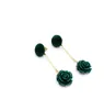 Saplama küpeler vintage basit stil yeşil peluş top bakır çubuk çiçekler kadınlar için kızlar moda takı