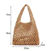 Shopping Bags Crochet Hand Knit Bag Macaron Color Cotton Rope Hollow Out Handbag Straw Korea Beach Woven Fishnet