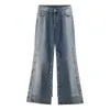 Мужские джинсы NOYMEI Брюки Американский стиль Кнопка джинсовой тенденции Постепенный разрез Мешковатая мода Широкие штанины Уличная одежда Chic WA2880 230914