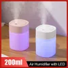 Humidifiers 200ML Air Humidifier USB For Home Office Car Aroma Diffuser Essential Oils With Colorful Light Mini Ultrasonic Humidifier L230914