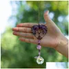 Anhänger Amethyst-Herz, Baum des Lebens, Wandbehang, Heilung, spirituell, Fensterdekoration, Chakra-Prisma, natürlicher Kristall-Anhänger, Heimdekoration, Dr Dhtud