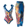 Kvinnors badkläder baddräkt Kvinnor Retro Print täcker Outfits Female Beachwear Designer Beach Bathing Summer Surf Wear 230914