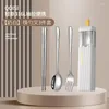 Dinnerware Sets Student Portable Tableware Set Stainless Steel Pull-out Type Chopsticks Spoon Outdoor Picnic Supplies