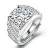 Anéis de cluster solitário masculino 5ct laboratório moissanite anel de diamante 925 prata esterlina noivado casamento banda para homens festa acessório presente