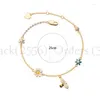 Bracelets à maillons couleur argent, fleur abeille, chaîne en Zircon Simple et douce pour femme, vente en gros