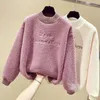 Dameshoodies Lamswollen Tops Sweatshirt Dames Grote Maat Trui Oversize Halfhoge Kraag Plus Fluweel 2023 Winter