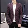 Męskie garnitury Blazers 2021 Jesienna marynarkaczka Blazer Koreańska wersja Slim Masculino Star Printing Młody Moda Casual Coat312N