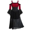 Casual Dresses Gothic Dress For Women Halloween Cocktail Party Cold Shoulder Elegant Temperament Sexy Lace-up Prom Gown