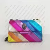 Kvällspåsar Eagle Head Kurt Geiger Bag Rainbow Women Handväska Jointing Colorful Cross Body Bag Patchwork Clutch 021623H239J