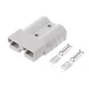 Conector gris de 2 pines tipo ANDERSON de 50A, 1 par para vehículos de 12V - 24V (motocicletas, barcos, camiones, vehículos todo terreno, vehículos recreativos, marinos, tractores, automóviles, etc.)