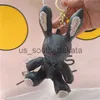 Key Rings Animal Rabbit Keyrings PU Leather Luxury Rhinestone Key Chains Rings Jewelry Fashion Black Brown Flower Plaid Design Pendant Bag C271R x0914