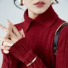 Women's Sweaters -Coming Winter Tops Solid Button Turn-down Collar Pullovers Female Thick Turtleneck Knitted High Street Women Sweater V330