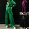 Women's Two Piece Pants 2023 Velvet Green Causal Hoodie Tracksuit Pant Sets Spring Autumn In Matching Red Set 2 Women Outfit