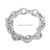 Pulseras de diamantes con hielo para hombre, pulsera de cadena de eslabones cruzados de oro Sier, joyería de Hip Hop, entrega directa Dh6I7