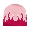 Bérets élastiques coupe-vent chapeau d'hiver tricoté motif de flamme pour femmes hommes garder l'oreille au chaud doux fournitures pour temps froid