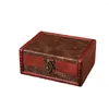 Caja de bolsas de joyería, organizador de exhibición de embalaje con cerradura antigua de madera, a prueba de polvo