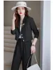 Calças femininas de duas peças primavera outono senhoras pantsuits mulheres ternos de negócios calça e blazer define escritório preto jaqueta uniformes de trabalho
