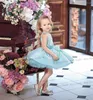 Jurken voor meisjes Schattig hemelsblauw bloemenjurk met pailletten O-hals Baljurk Strik Optocht Mini Baby Bruiloft Gewaad Princesse Fille