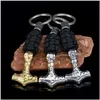 Nyckelringar Nyckelringar Handgjorda rostfritt stål Hammer Keychain Key Ring Chain Retro Style Men Gift Drop Delivery DH7IW X0914