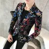 2020 Abito maschile Giacca sportiva Fiore Stampa oro Festa nuziale Festival Blazer alla moda per uomo Costumi di scena Cantanti Giacca slim fit234h