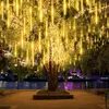 Cordas 30/50cm ano ao ar livre 8 tubos chuva de meteoros LED luzes de corda à prova d'água para árvore de Natal decoração de festa de casamento navidad