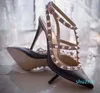 Luxurys Designers Chaussures à talons hauts en cuir verni noir avec sangle à boucle Cage talons sandales stiletto bouts pointus brides à la cheville chaussure habillée