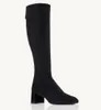 Luxo inverno aquazzura saint honore joelho-bota alta bloco salto preto marrom zíper dedo do pé redondo brial casamento senhora botas EU35-43 com caixa